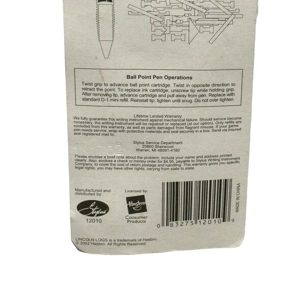 NEW Vintage 2002 Hasbro Miniature Lincoln Logs Brand Pen 40 Pieces Sealed - Picture 3 of 3